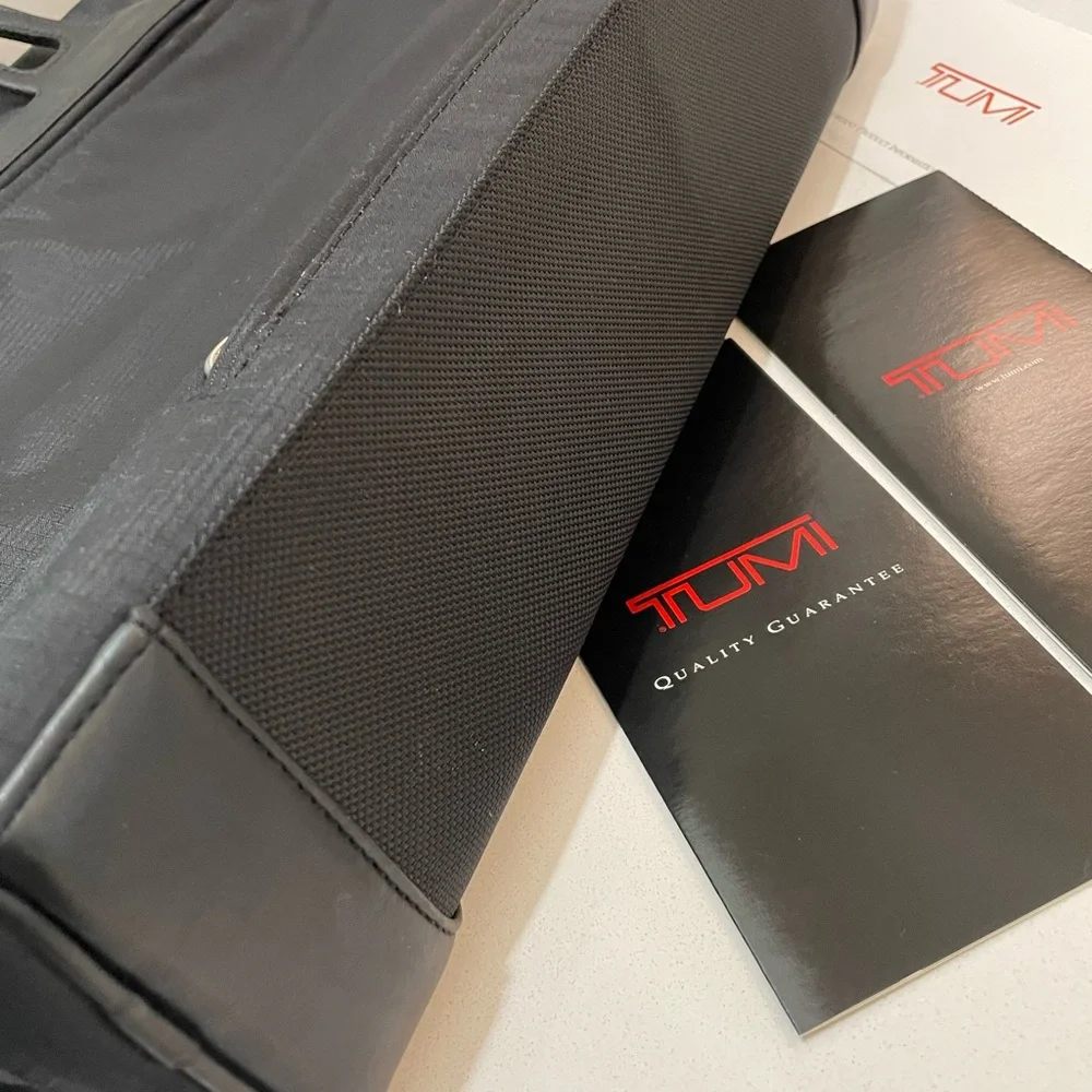 Tumi Double Zip Leather Trimmed Travel Briefcase